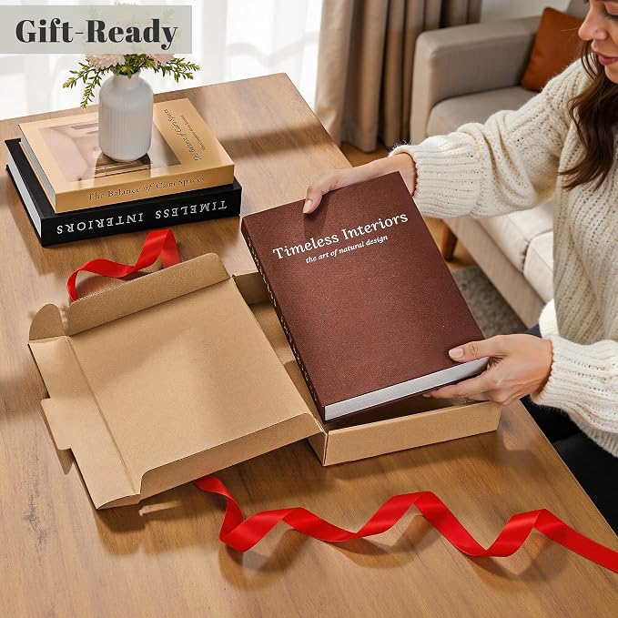 JARLINK Decorative Books, Set of 3 Stackable Fake Book Storage Boxes, Brown | Modern Home Decoration with Hidden Storage Room for Photos & Keepsakes, Styling Decor for Coffee Tables, Shelves, & Mantels.