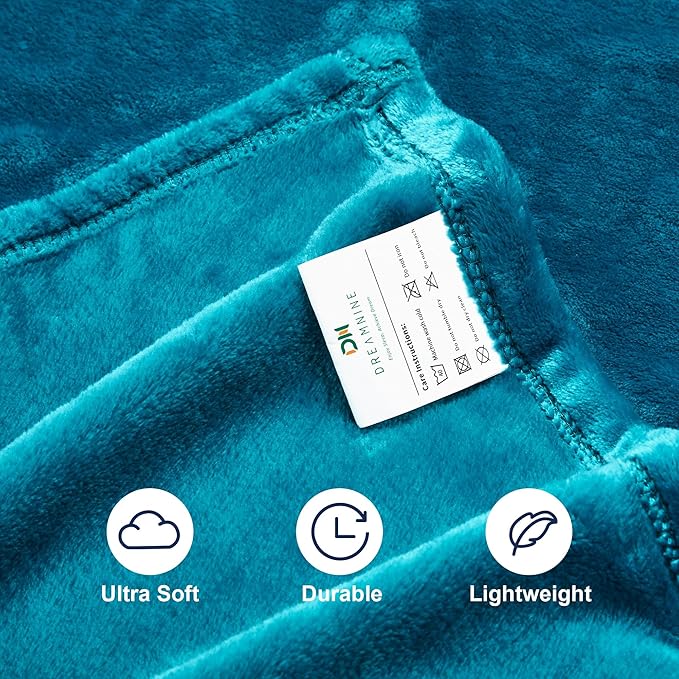 DREAMNINE Pack of 21 Soft Fuzzy Fleece Throw Blanket for Couch Sofa 50" x 60", Decorative Solid Lightweight Velvet Blankets for Chair, Cozy Accent Shaggy Plush Flannel Blanket for Bedroom, Teal