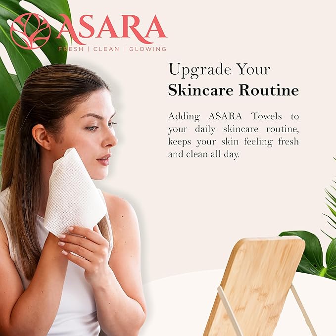Clean Face Towels Disposable XL Facial Wipes | Add Water As a Makeup Remover | Sensitive Skin Face Towels | Organic Vegan Biodegradable - Clean Daily Towelettes | by Asara (100 Count)