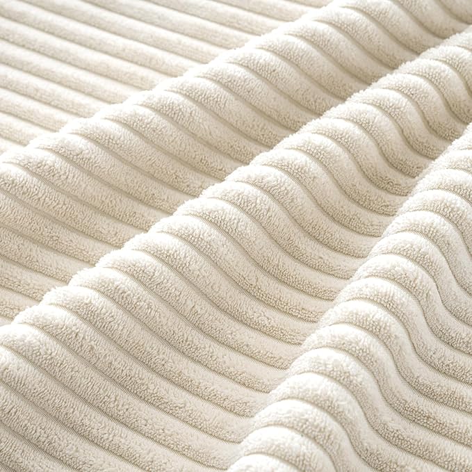 MIULEE Soft Corduroy Decorative Throw Pillow Covers Cream White 18x18 | Set of 4, Mordern Nordic Home Decor, All Same Color Set, Boho Farmhouse Cushion Covers for Couch Bed Sofa Living Room
