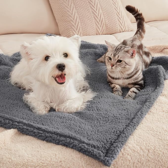 1 Pack 3 Calming Blankets Fluffy Premium Fleece Pet Blanket Soft Sherpa Throw for Dog Puppy Cat Beige Small (23" x16'') | Fluffy Throw Blanket Washeble for Crate Bed Couch Indoor. Cozy Pet Blanket, Puppy Essentials Dog gift,Beige,Small