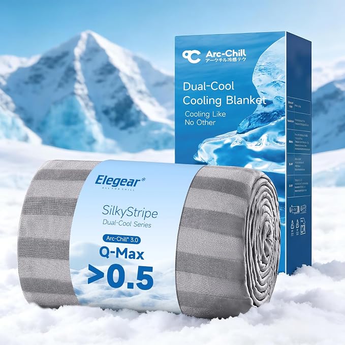 Elegear Double-Sided Cooling Blanket for Hot Sleepers, King, Arc-Chill 3.0 | Q-Max>0.5 Cooling Fabric, Absorbs Heat to Keep Body Cool, Breathable Summer Blankets for Night Sweats & Menopause, 108"x90"