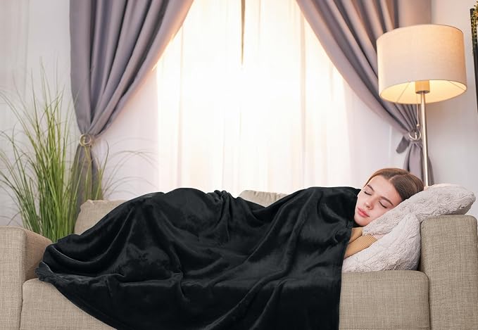 Utopia Bedding Soft Fleece Bed Blanket Throw XL Size Black (50x70 Inch) | Microfiber Plush Warm Lightweight Breathable Cozy Blanket Anti-Static, All Season Use, Gift for Women and Men