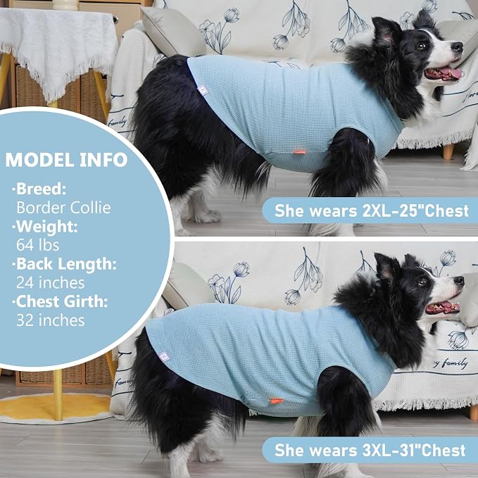 KYEESE 2Pack Waffle Dog Shirt for Large Dogs Striped Dog Sweater Tank Top | Cozy Warmth, Lightweight & Breathable, Gentle on Sensitive Skin, Stretchy & Free to Move, Comfortable Daily Wear