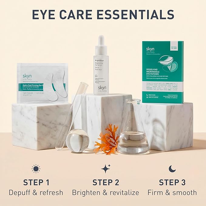 Skyn ICELAND Brightening Eye Serum, Peptides And Hyaluronic Acid Treatment, Helps Smooth Wrinkles, Improve Elasticity And Brightness. Lightweight Hydrating Formula For Under Eye Area, 0.4 Fl Oz