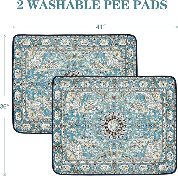 Washable Pee Pads for Dogs, Reusable Puppy Pads 36"x 41" 2 Pack | Leak-Proof, Super Absorbent Potty Training Pads With Non-Slip Backing For Crates, Floor, Playpen, Whelping & Furniture