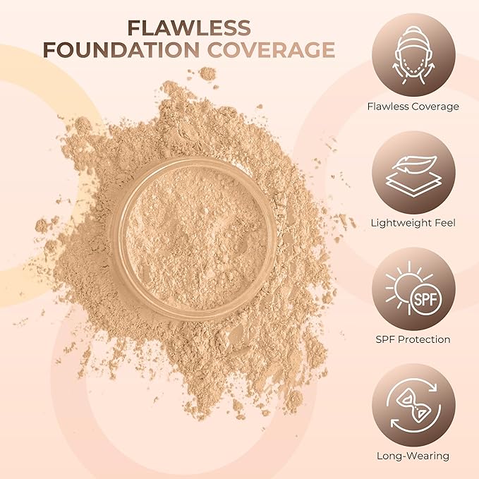 WARM FOUNDATION- Most Neutral Shade (30g Full Size Sifter Jar) – Matte Mineral Foundation – Buildable Coverage, Soft Finish Loose Powder Makeup – SPF 30