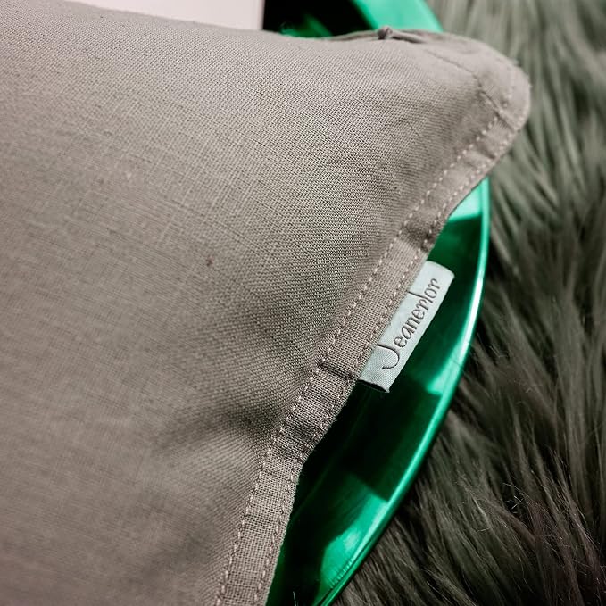 Jeanerlor Cotton Linen Decorative 12"x20" Lumbar Throw Pillow Case Cushion Cover with Twin Needles Stitch on Edge,for Wedding/Party/Gift/Car (30 x 50cm), Gray