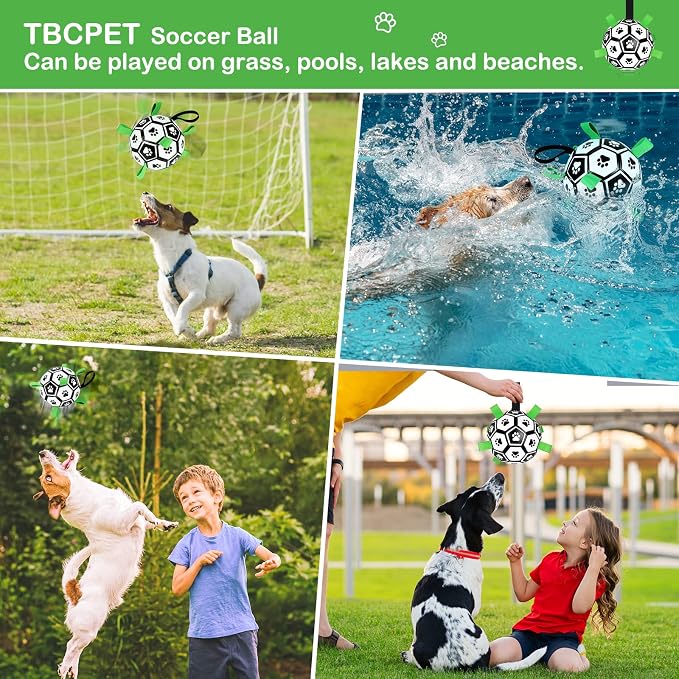 Dog Toys Soccer Ball with Straps, 6'' World Cup Interactive Dogs Toys for Tug of War, Yard Game, Water Toy, Herding Ball for Dogs Small & Medium, Puppy Birthday Gifts Outdoor Jolly Ball Boredom Buster