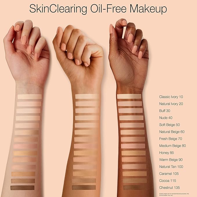 Neutrogena SkinClearing Oil-Free Acne and Blemish Fighting Liquid Foundation with.5% Salicylic Acid Acne Medicine, Shine Controlling Makeup for Acne Prone Skin, 60 Natural Beige, 1 fl. oz