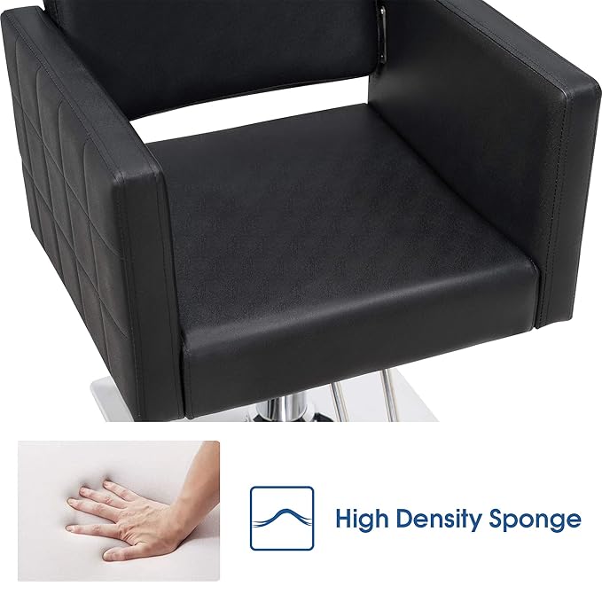 BarberPub Salon Chair for Hair Stylist, Hydraulic Stylist Chair, Adjustable Height, PVC Leather, 360 Degrees Swivel, Barbershop, Home Salon, Adult 8821 (Black)