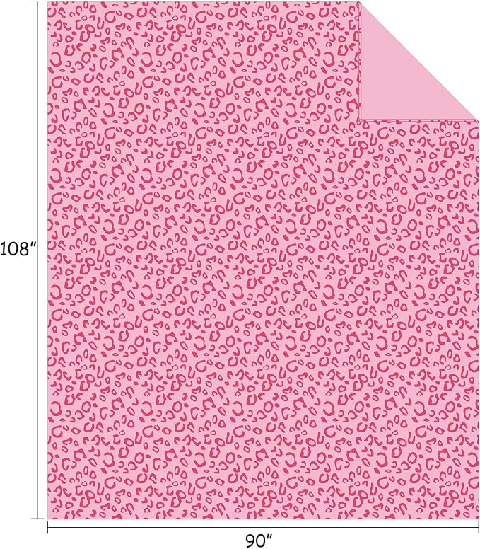Flannel Fleece Leopard Print Throw Blanket Super Soft Lightweight Fluffy Twin Blankets for Couch, 90"X108",Hot Pink