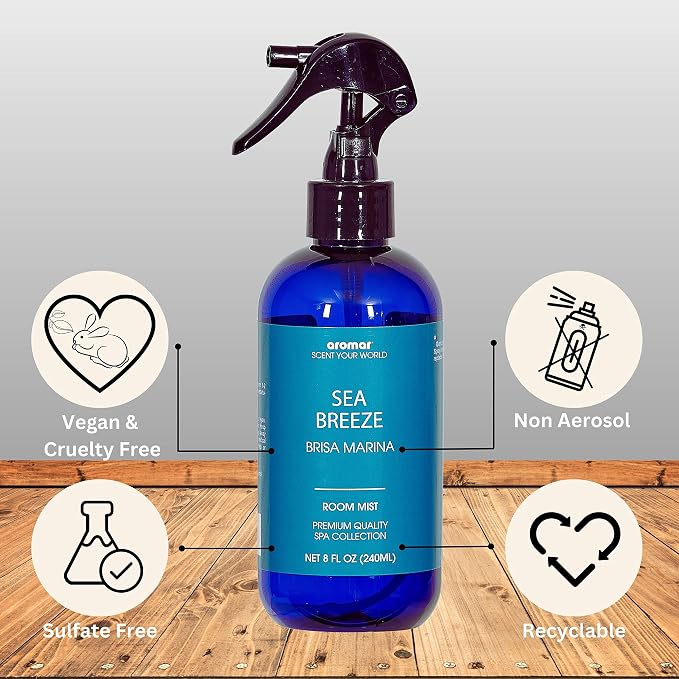 Aromar Essential Room Mist and Fabric Spray with Natural Freshener Aromatherapy for a Fresh and Rejuvenated Home 8 oz Italian Jazmin