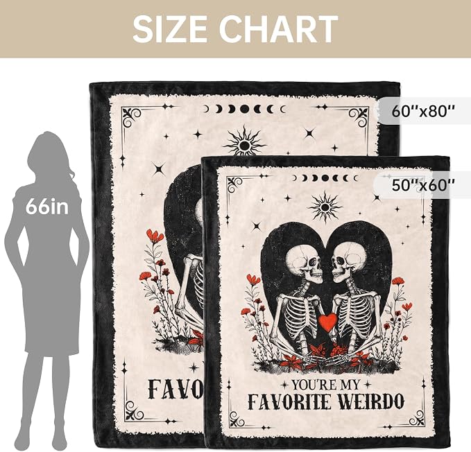 Gifts for Him Her, Anniversary Blanket for Women Men 80"X60" | Birthday Gifts for Boyfriend Girlfriend, I Love You Gift, Engagement, Wedding, Gothic Gifts for Wife, Husband, Couple