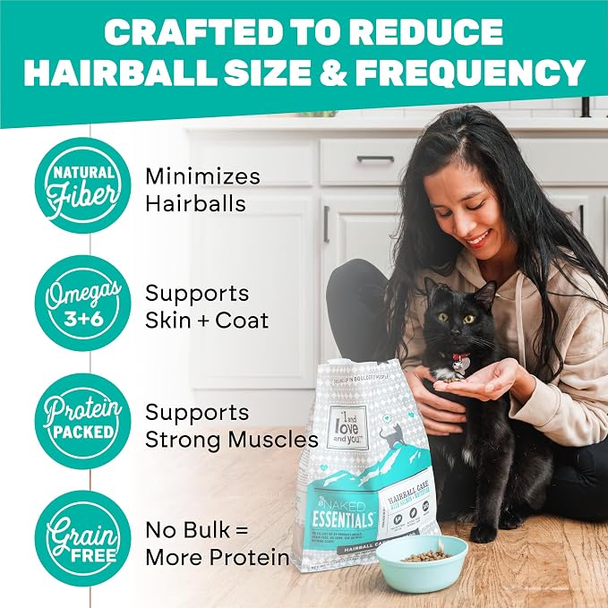 I AND LOVE AND YOU Naked Essentials Dry Cat Food - Salmon + Whitefish for Hairball Care - Grain Free, Real Meat, No Fillers, 3.4lb Bag