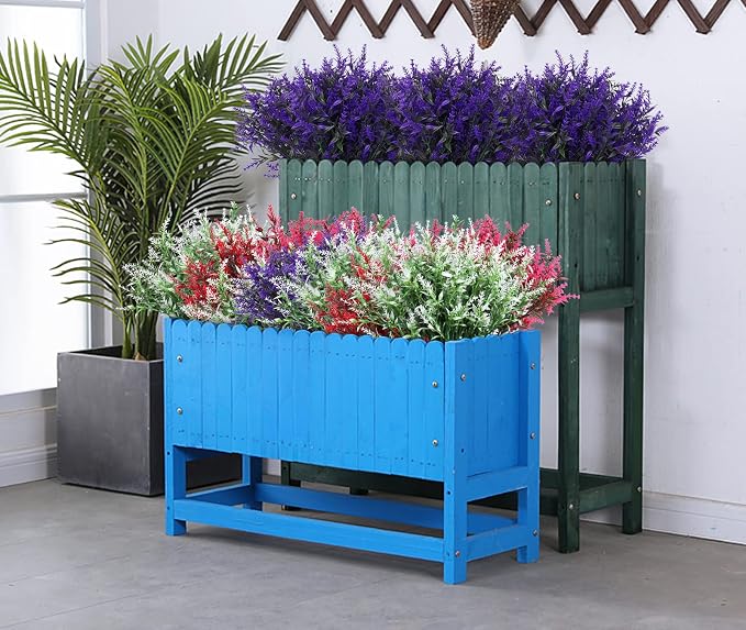 RECUTMS Artificial Fake Outdoor Plants Flowers for Spring Decoration Purple | 36 Bundle Faux Plastic Plants Outdoor Flower UV Resistant Realistic Bushes for Home Outside Planter Window Porch Patio Garden