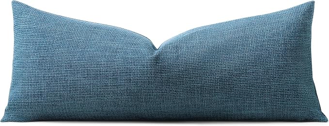 OTOSTAR Linen Throw Pillow Cover Set of 1 Decorative Long Lumbar Pillowcase Rectangle Cushion Cover 14x36 Inch for Home Decor Sofa Bedroom Car 35 x 90CM Dark Blue