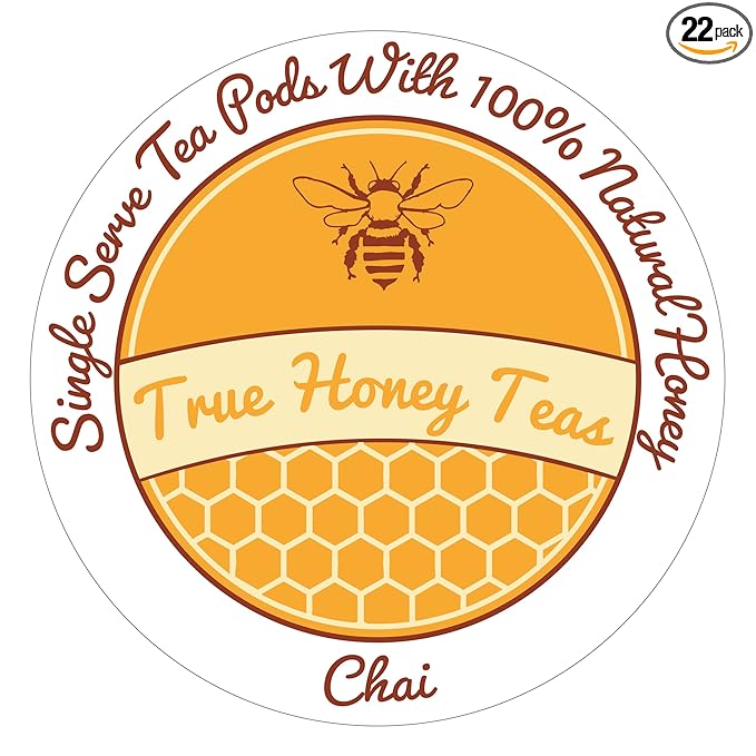 True Honey Chai Tea Pods - All Natural Organic Cinnamon, Clove, Coriander, Anise and Fennel - 22 Count