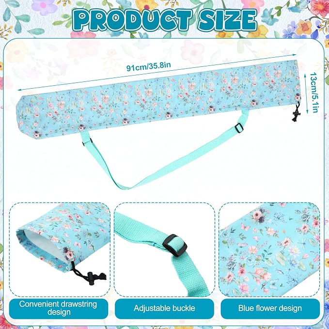 Shinylin 35 Inch Mahjong Mat Carrying Bag with Strap, Printed Drawstring Mahjong Holder Bag Outdoor Travel Canvas Storage for Board Games, Yoga Mats, Tripod