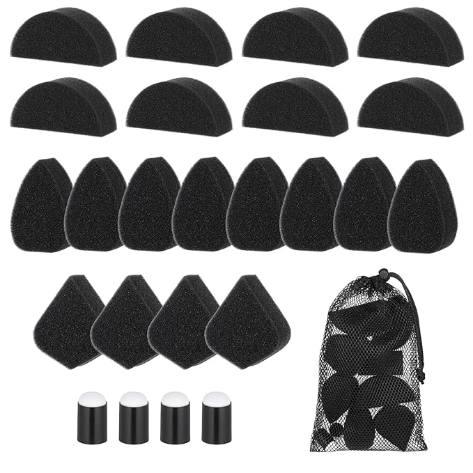 24 Piece Face Paint Sponges Black Body Paint Sponge Set High Density Petal Painting Sponges Face Painting Supplies with Storage Bag for Art Work(4 Styles)