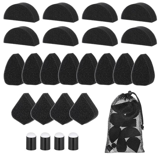 24 Piece Face Paint Sponges Black Body Paint Sponge Set High Density Petal Painting Sponges Face Painting Supplies with Storage Bag for Art Work(4 Styles)