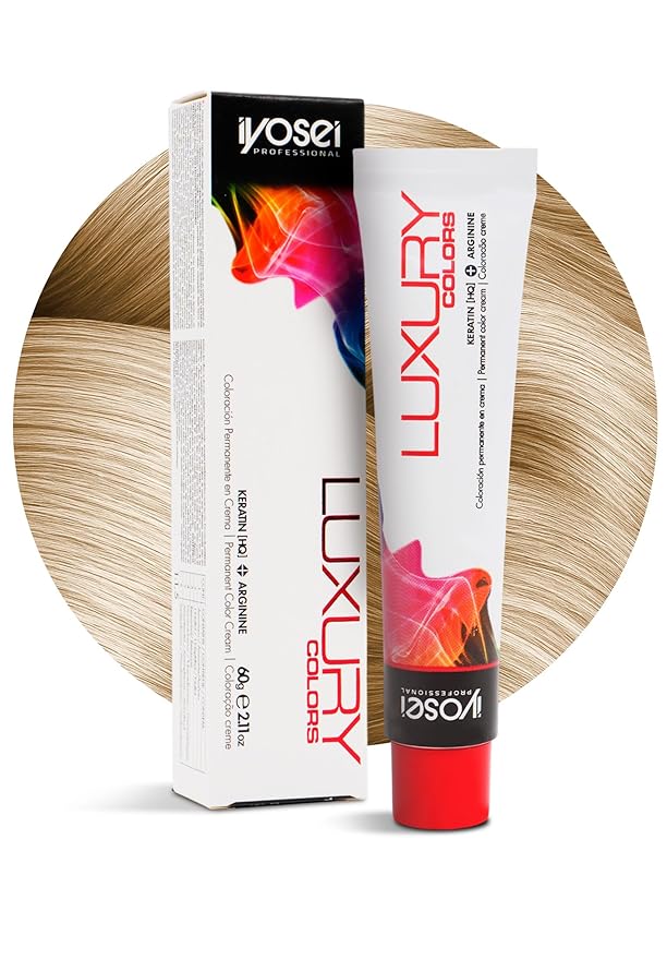 Iyosei Professional Luxury Color #10 Platinum Blonde Permanent Hair Dye – Cream Hair Color with Micropigmentation & Keratin – Long Lasting Lightest Platinum Blonde Shade for Women – Full Coverage