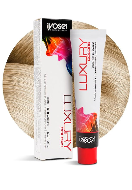 Iyosei Professional Luxury Color #10 Platinum Blonde Permanent Hair Dye – Cream Hair Color with Micropigmentation & Keratin – Long Lasting Lightest Platinum Blonde Shade for Women – Full Coverage