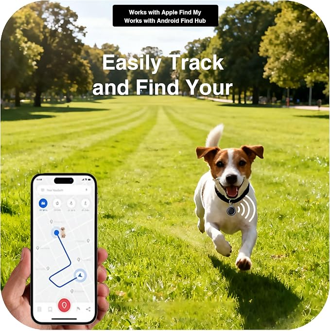 Bluetooth Tracker Works with Apple Find My & Android Find Hub – Key Finder for Keys & Pet Collar, No Monthly Fee, Loud Alarm, Replaceable Battery(2 Pack, White)