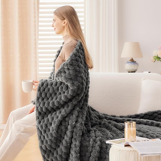 NEWCOSPLAY Fleece Clouds Cozy Throw Blanket for Couch, Grey, 50"x60" | Premium Silky Flannel Blanket, Soft Lightweight Fluffy Throw Blanket for Bed Sofa Decor, Gift for All Season Use