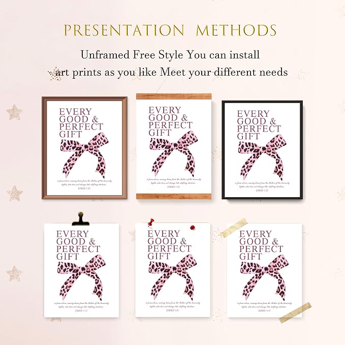 LARTSFRO Coquette Pink Leopard Bow Wall Art Decor Posters, Y2K Cheetah Leopard Bow Room Bedroom Bathroom Dorm Wall Art Decor Aesthetic for College Teen Girls Gifts, Inspirational Bible Verses Bow Wall Decor, 10x8 Inch Set of 4 Pcs Cheetah Bow Pictures ...
