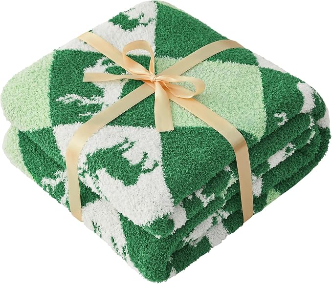 Christmas Knit Throw Blanket - Super Soft Cozy Fuzzy Blankets for Couch, Sofa & Bed, Holiday Throw Blanket，60"x80"