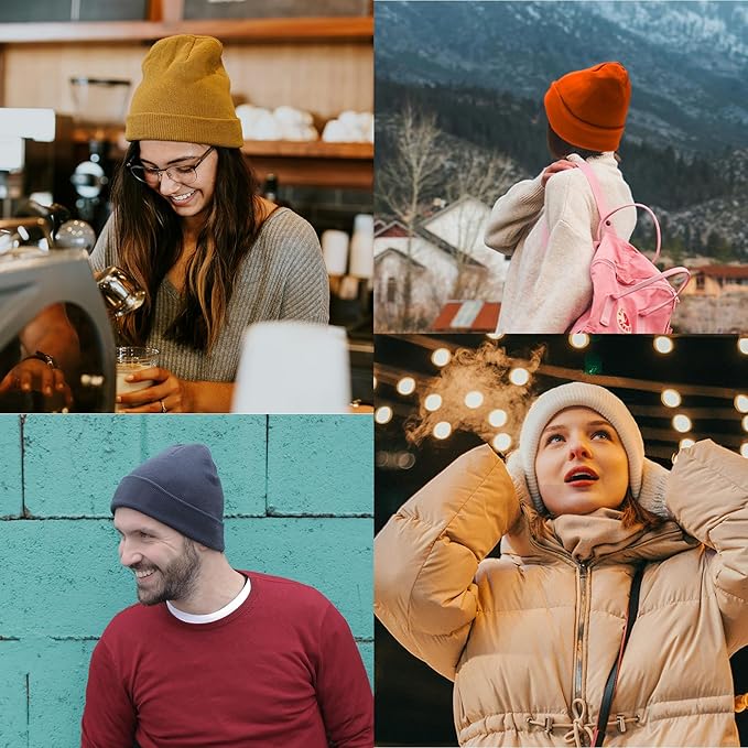 PFFY Unisex Beanie Hats for Men Women Knit Winter Beanies