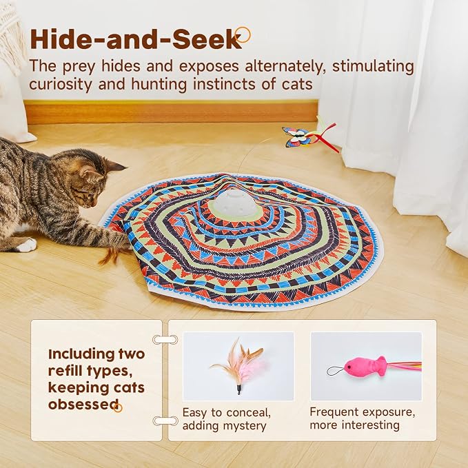 Potaroma Cat Toys Chargeable, 3in1 Hide and Seek, Interactive Fun