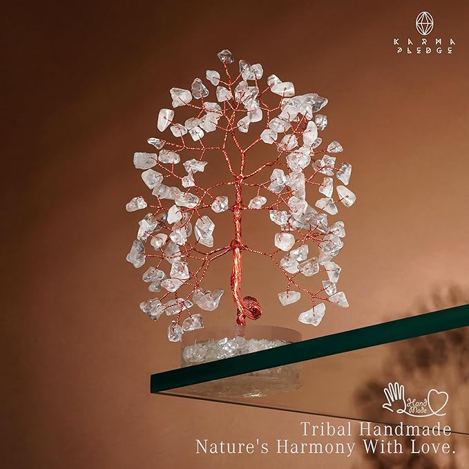 Crystal Tree for Home and Office Decor, Clear Quartz Chakra Healing Stones Handmade Feng Shui Tree of Life for Positive Energy, Money, Good Luck, Christmas Decor, Birthday Gifts for Women, Mom