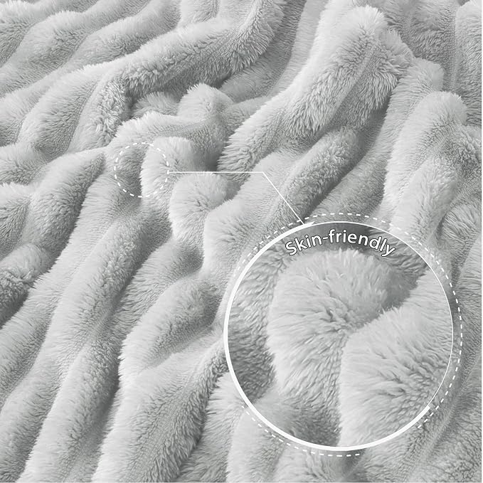 Exclusivo Mezcla Striped Queen Size Fleece Blanket for Bed, Couch, 90"x90" | Soft Breathable Cozy Bed Blankets, Lightweight Plush Fluffy Fuzzy Jacquard Decorative Blankets