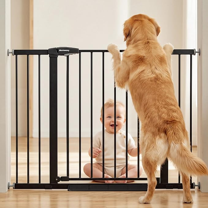 Mumeasy 29.7-46" Baby Gate for Stairs, Auto Close Dog Gate for Doorways