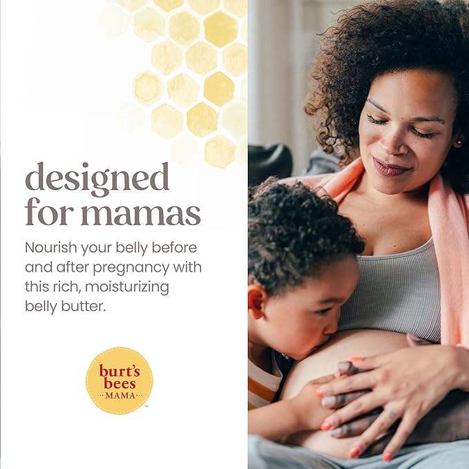 Burt's Bees Christmas Gifts, Mama Belly Butter, Stretch Mark Cream for Pregnancy Massages Body & Reduces Scar Appearance, Prenatal & Postnatal Skin Care, Shea Butter & Vitamin E Rich Formula, 6.5 Oz