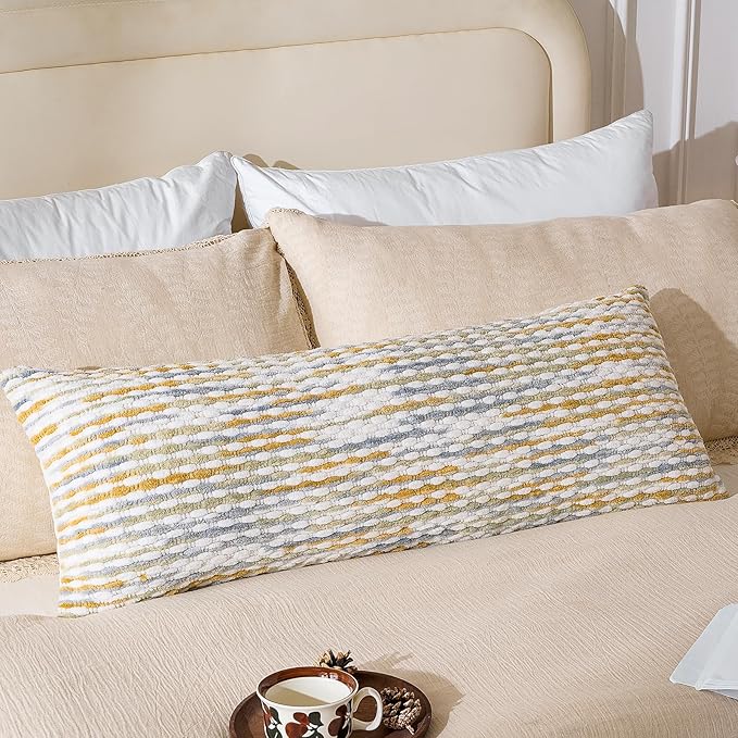 Boho Chenille Pillow Cover Decorative Tufted Pillowcase for Couch Bed Sofa Bedroom Living Room Modern 14 x 36-Inch Grey