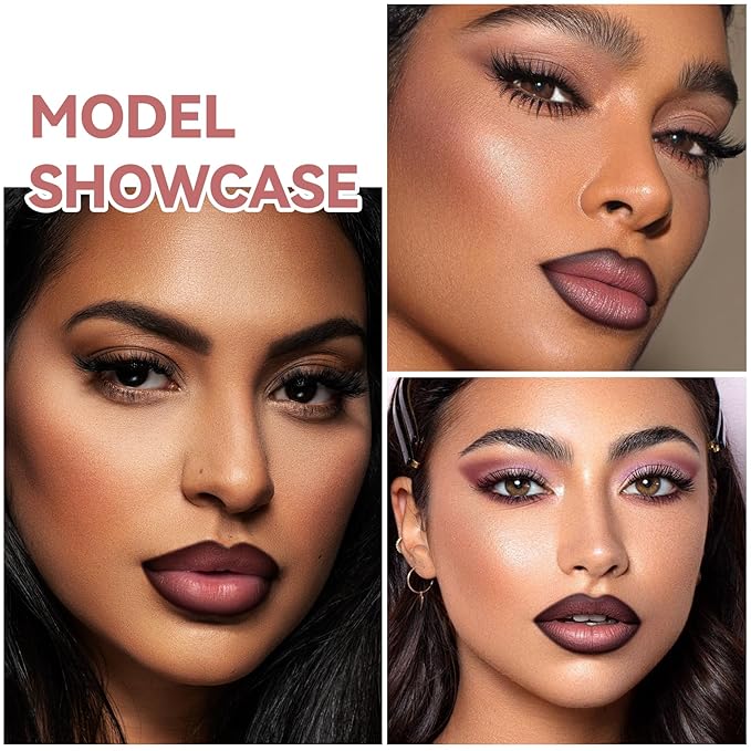 Lip Liner Gloss Lip Combo Set, 2 in 1 Lip Duo Dark Brown Lip Liner Lipstick Matte Velvet Natural Nude Pink Tinted Gloss Lip Kit, Smooth Quick Fuller Lip Makeup for Women07#Matte Mulberry