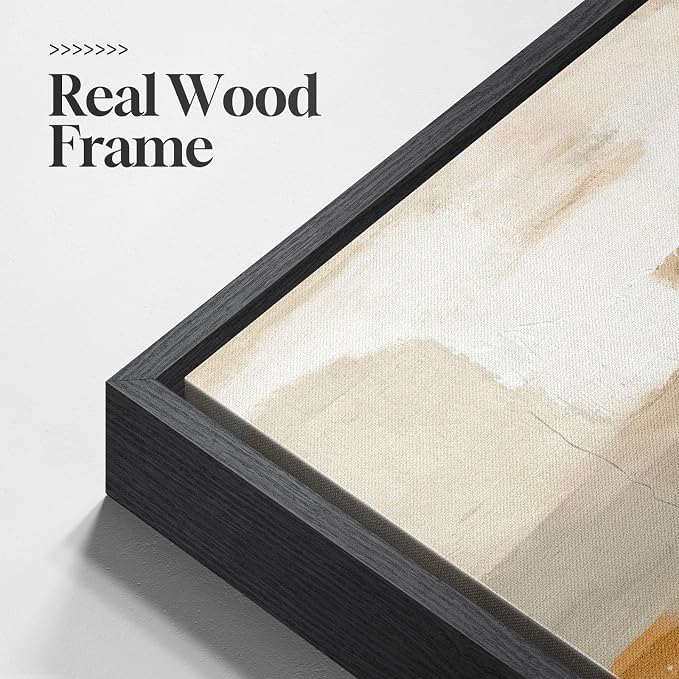 Large Framed Neutral Abstract Wall Art for Living Room, Horizontal 60x30 In | Beige brown pictures, Canvas prints, Wood frame, Modern paintings, Artwork for walls, Wall decor for Bedroom Dining Office