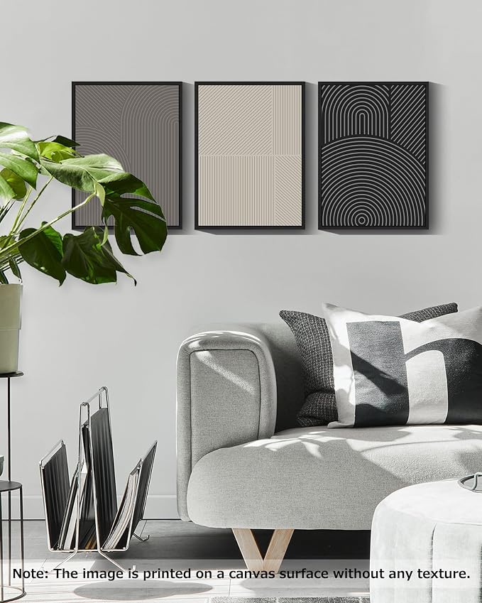 Drsoum Mid-Century Modern Framed Wall Art Minimalist Abstract Boho Neutral Line Wall Decor Geometric Artwork Kitchen Dining Room 11x14in Black Framed