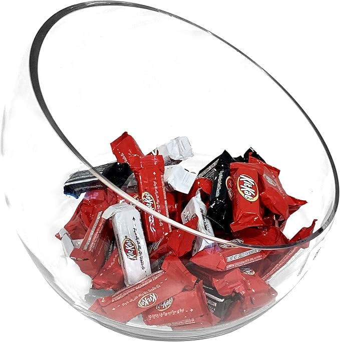 WGV Slant Cut Bowl Glass Vase, Width 11", Height 9.5", Clear Terrarium, Candy Dish, Fruit Jar, Floral Container for Wedding Party Event, Home Office Decor, 1 Piece
