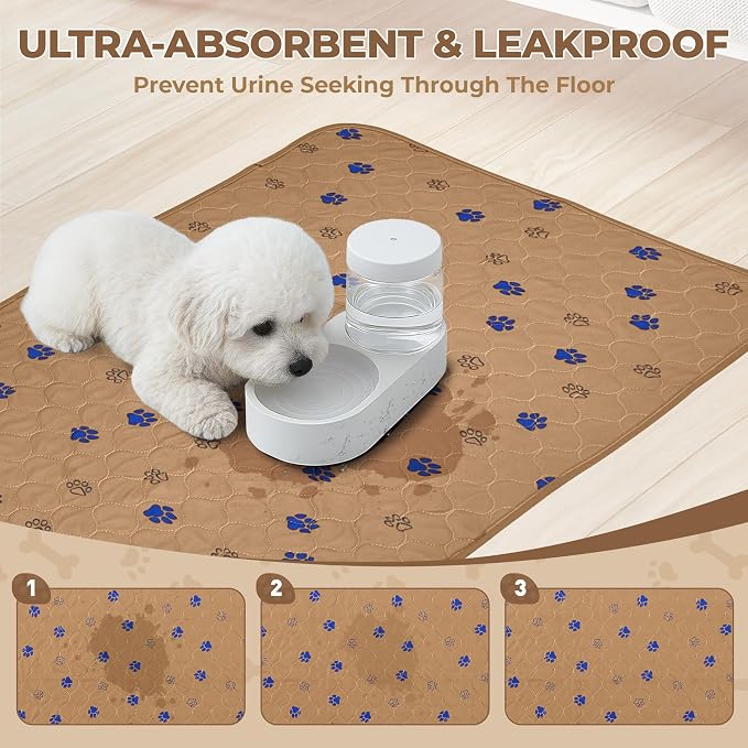 Fostanfly Washable Dog Pee Pads, 1 Pack 24''x96''(2x8ft) Runner Rug, Brown | Reusable Potty Training Pads for Dogs, Waterproof, for Playpen, Crates & Furniture