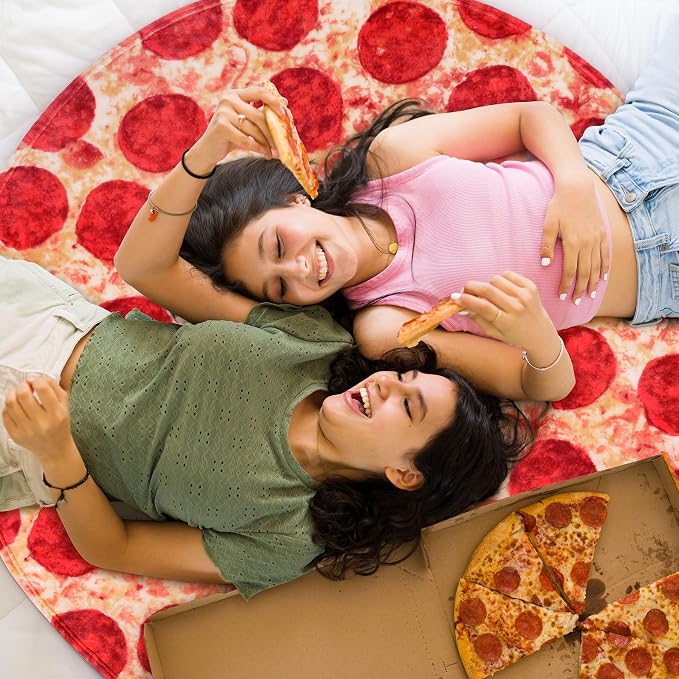 SeaRoomy Pizza Blanket, Realistic Food Funny Pizza Blanket, 60 in | White Elephant Gifts, Gag Gifts For Teen Boys & Girls, Novelty Christmas Birthday Presents, Double Sided, Soft Flannel