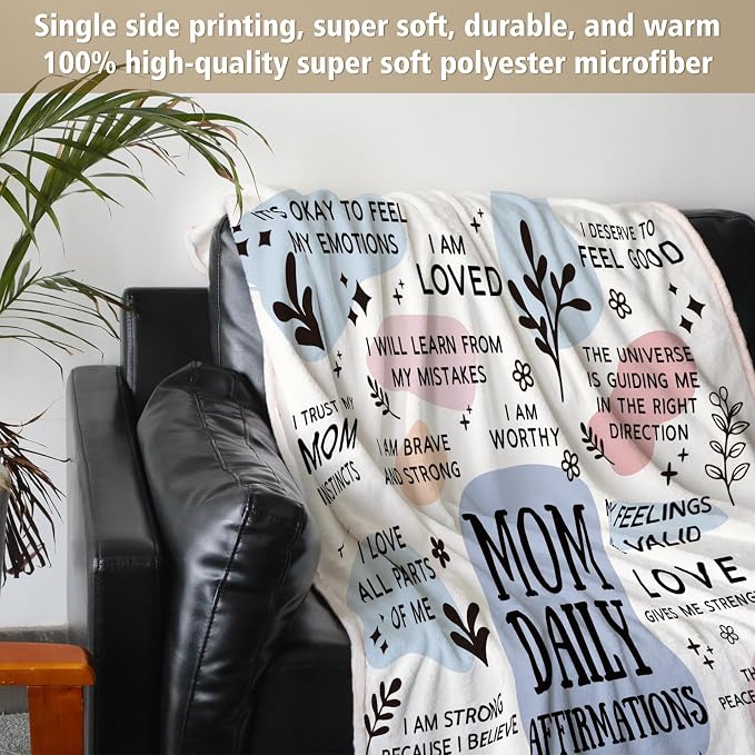 BaubleDazz New Mom Gifts Blanket, Mom Daily Affirmations(50" x 60") | Postpartum Pregnancy Gifts for First Time Moms, Mommy to Be, Mama, New Mom Essentials, Birthday Gifts for Mom