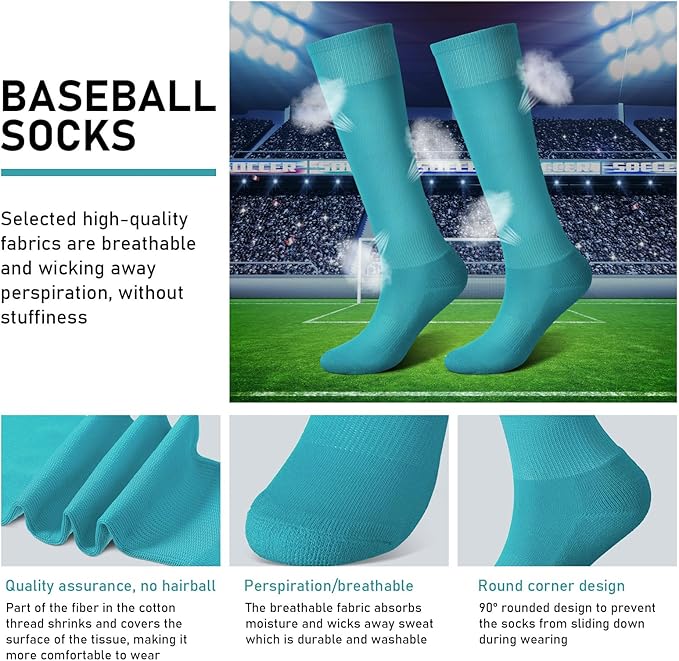 Zhanmai Baseball Belt and Socks Combo Adjustable Softball Socks and Elastic Waist Belt for Youth Boys Girls, Adult