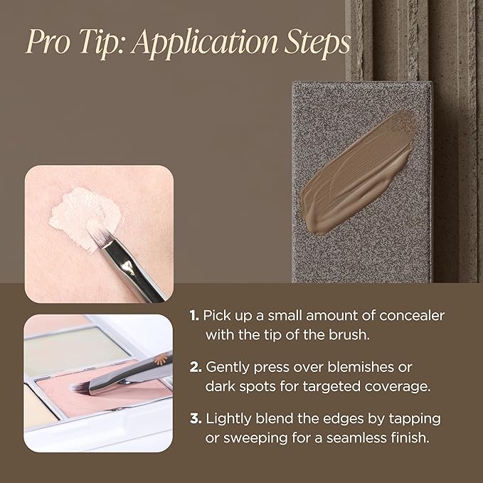 Piccasso 712 Concealer Brush – Precision Brush for Spot Coverage, Under Eye Concealer, and Lip Line Detailing, Ideal for Cream and Liquid Concealers, Korean Face Makeup Tool