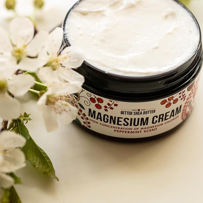 Better Shea Butter Magnesium Cream for Feet | Peppermint | Relieves Muscle Tension and Cramps | Night Lotion for Pregnancy, Kids and Babies | Organic and Natural Ingredients