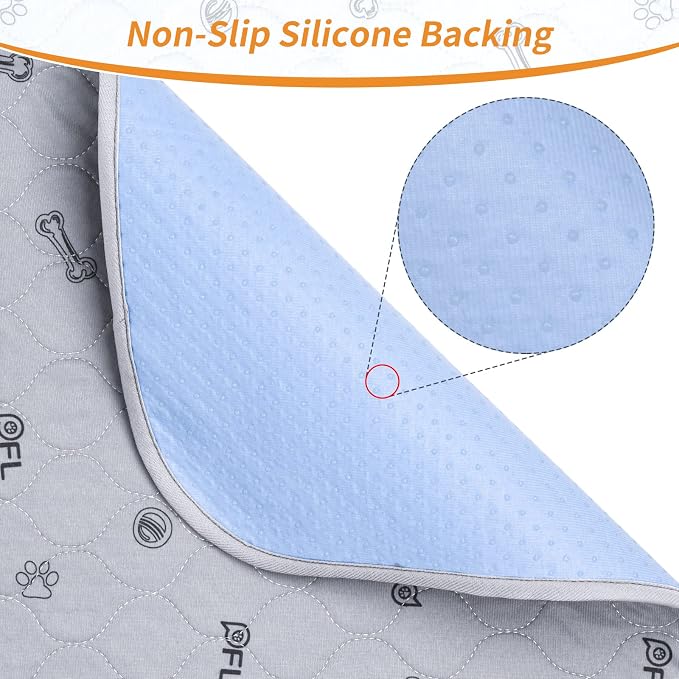 Washable Pee Pads for Dogs, 4 Pack Absorbent Puppy Training Pads 34x36 | Reusable, Non-Slip, Waterproof, Bone Print, Whelping Pads for Pet Training, Playpen, Crate, Potty Training, Housebreaking