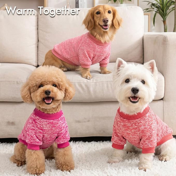 3 Pack Dog Sweaters for Small Dogs Girl Boy Winter Fleece Clothes Warm Soft Dog Sweatshirt Outfit for Dogs Cats Pet Apparel